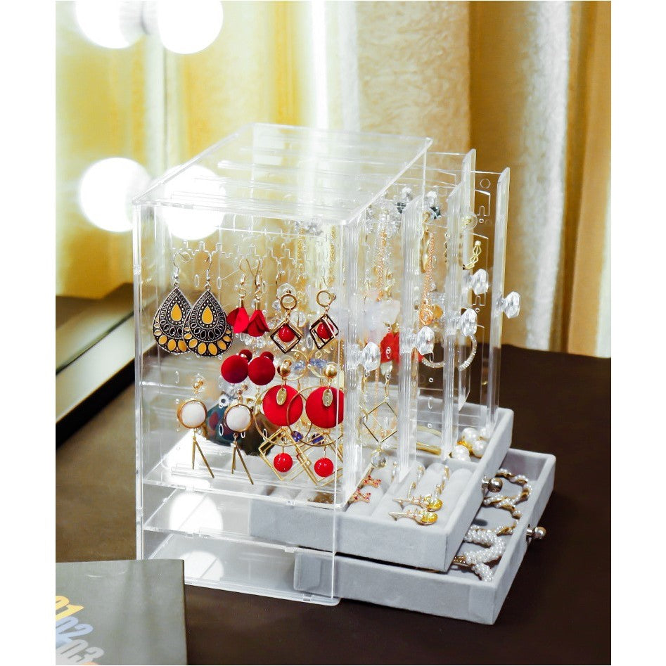 Shopclassyshop Dustproof transparent acrylic stud earrings necklace accessories plastic storage box