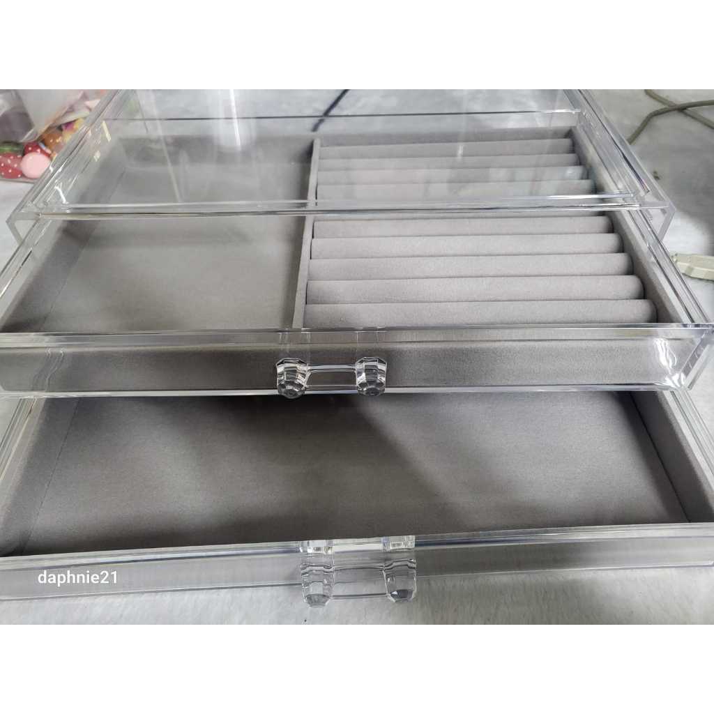 shopclassy Large two-drawer acrylic storage box, jewelry, necklace, earrings,ring display tray