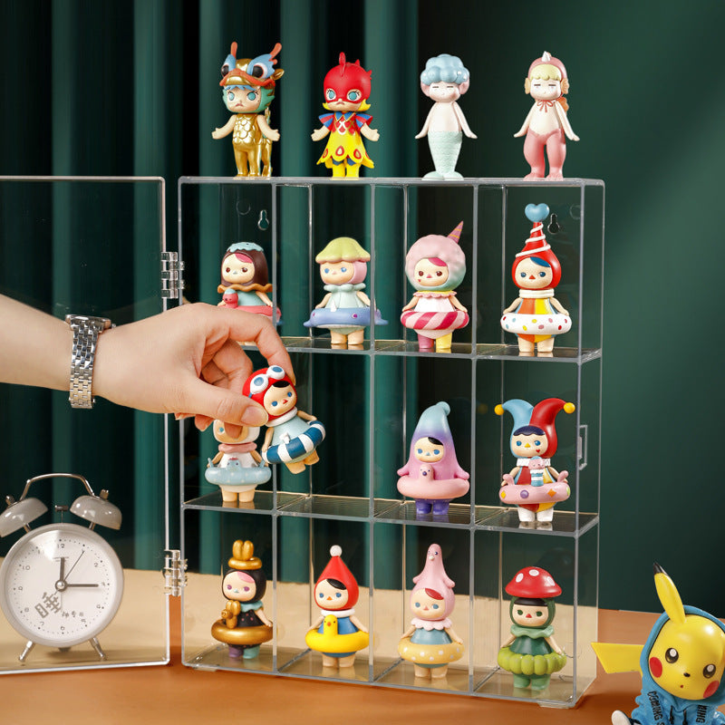 Shopclassyshop 6 Slot Pop Mart Blind Box Storage Display Acrylic Stand Transparent Wall Hanging Dust-proof dimoo molly