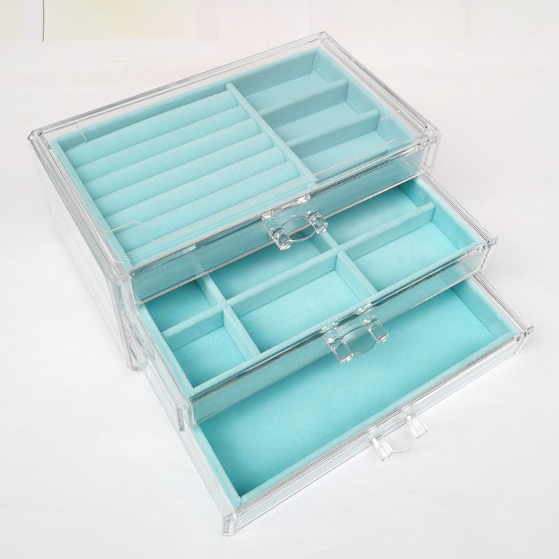 SG Stock ShopClassy Three drawer cosmetic storage box, jewelry necklace, earring ring display rack, velvet