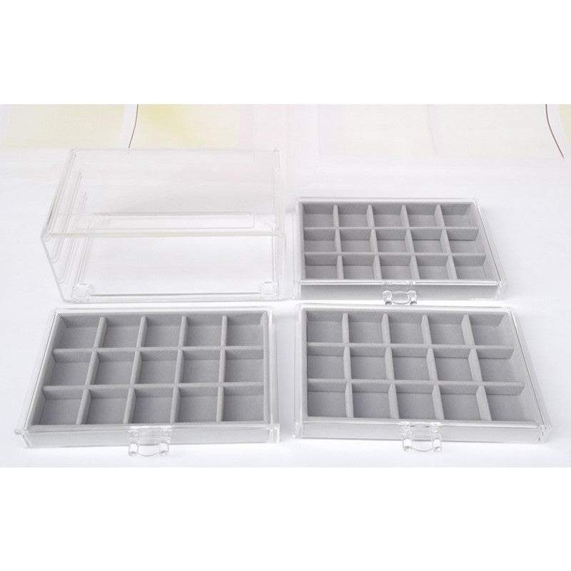 SG Stock ShopClassy Three drawer cosmetic storage box, jewelry necklace, earring ring display rack, velvet