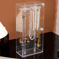 Shopclassyshop Dust Acrylic necklace organizer display shelf, desktop jewelry storage box, door bracelet finishing shelf