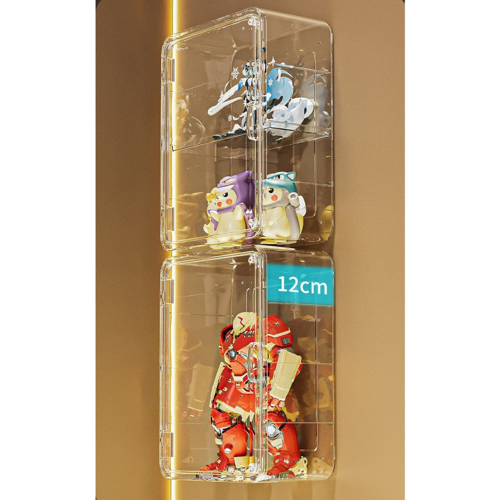 Shopclassyshop Wall-mounted clear Popmart display box for perfume & Toys Pop Mart doll figures storage box hanging thin