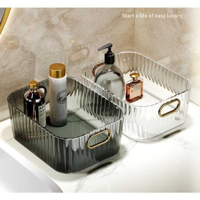 Shopclassyshop Bathroom double shelves rack countertops cosmetics storage bathroom organizer skin care products storage