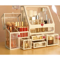 ShopClassy 3in1 Make up Glass Storage Box for Makeup, brush and Perfume