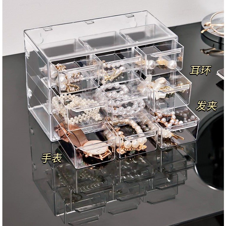 Shopclassyshop Transparent 9-square 12 grid Drawer Organizer dustproof jewelry cosmetics stationery storage box