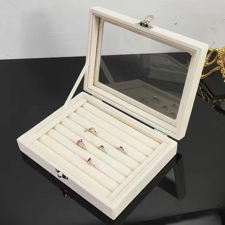 Shopclassyshop 45 Square Slots Exquisite transparent jewelry box drawer women's velvet ring earrings small grid