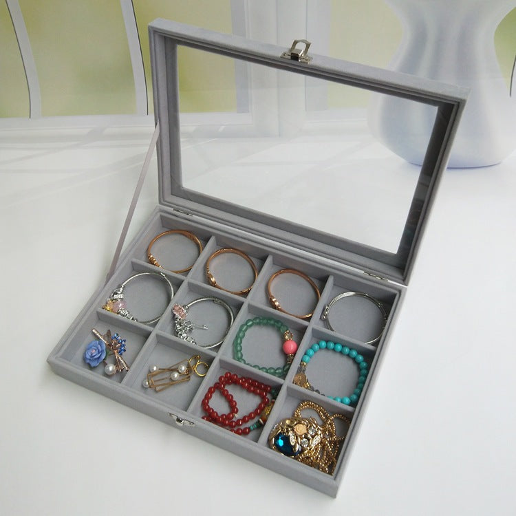 Shopclassyshop Large Compartment Jewelry Box Velvet Ring Earrings Plate Display Jewelry Organizer
