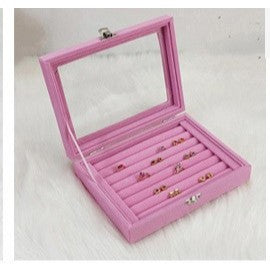 Shopclassyshop 45 Square Slots Exquisite transparent jewelry box drawer women's velvet ring earrings small grid