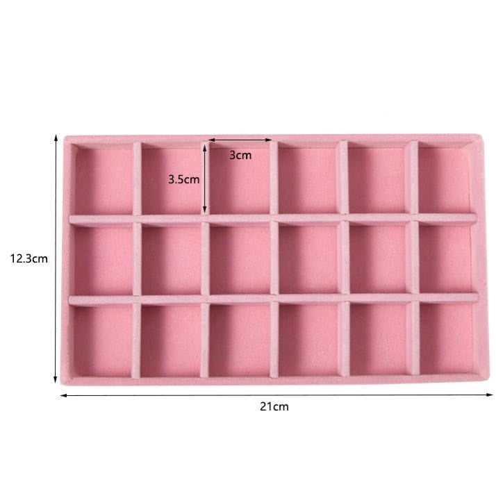 Shopclassyshop 18 Compartment Jewelry Box Velvet Ring Earrings Empty Plate Display Tray customize