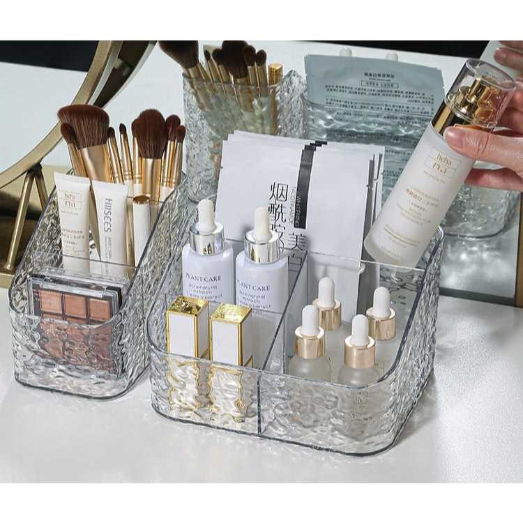 Shopclassyshop Acrylic Transparent Glacier Pattern Makeup Brush Organizer Storage Bucket Box Dresser Lipstick  Eyeshadow