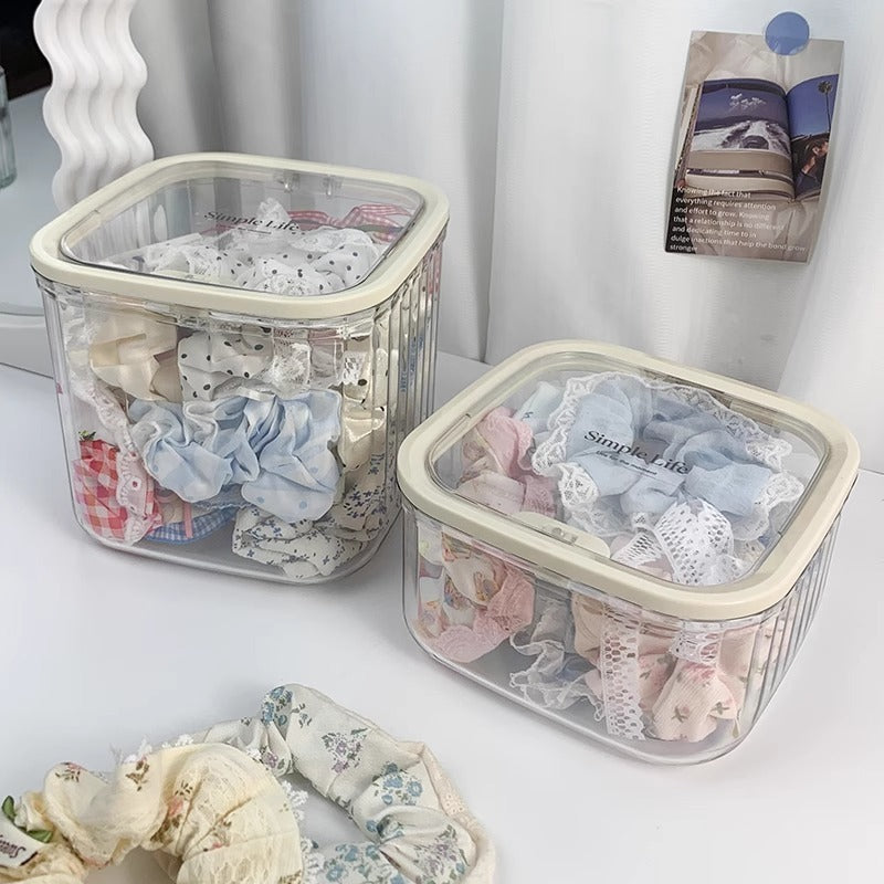 Shopclassyshop Acrylic Automatic Lid-opening Desktop Storage Bucket for Small Cute Desktop Items