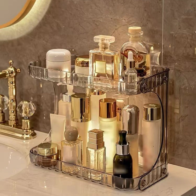 Shopclassyshop Bathroom double shelves rack countertops cosmetics storage bathroom organizer skin care products storage