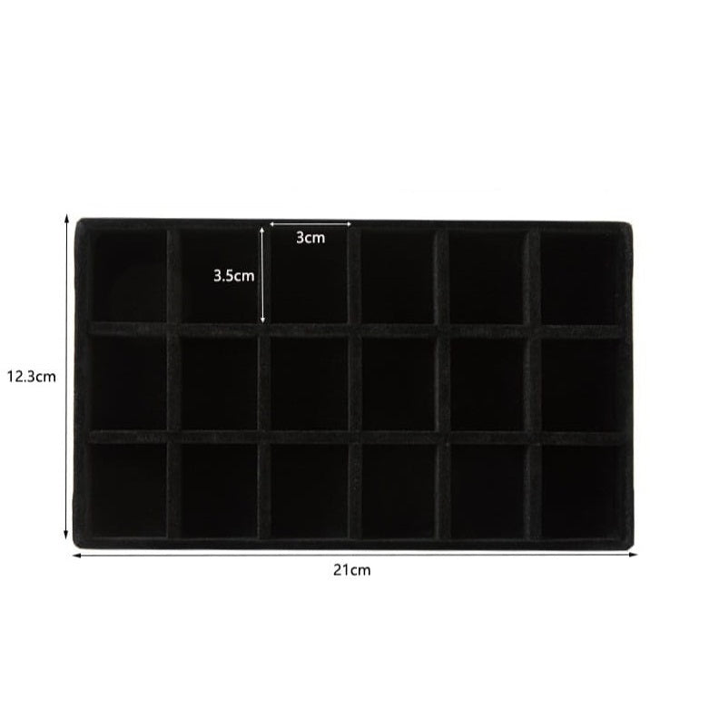 Shopclassyshop 18 Compartment Jewelry Box Velvet Ring Earrings Empty Plate Display Tray customize