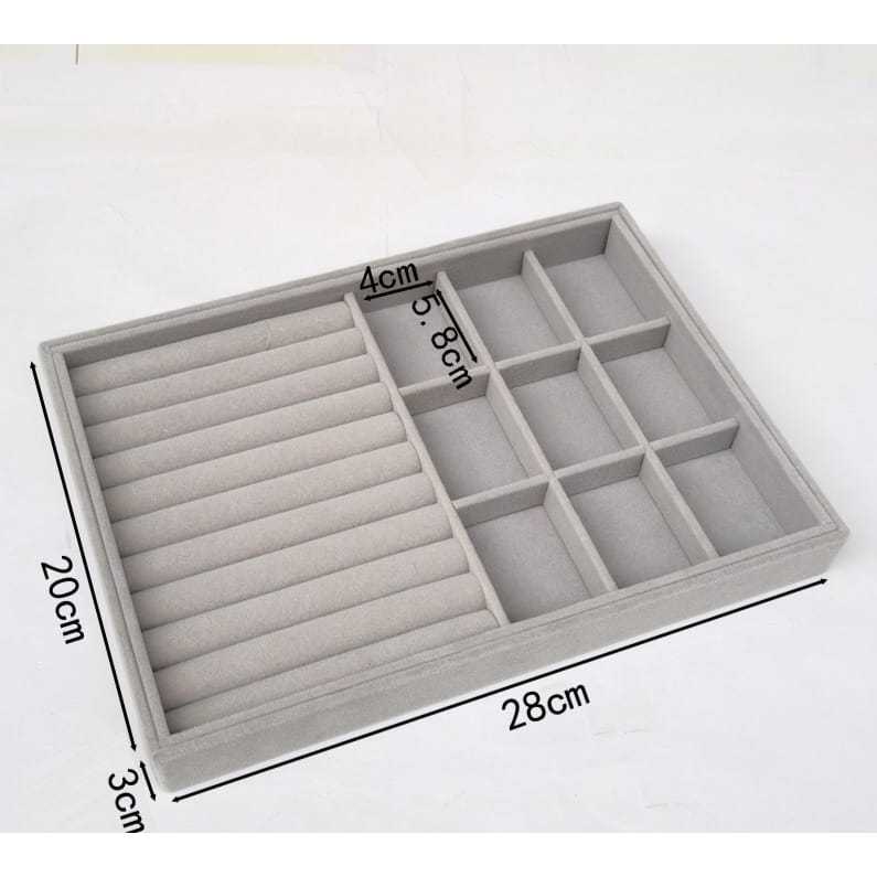 Shopclassyshop 18 Compartment Jewelry Box Velvet Ring Earrings Empty Plate Display Tray customize