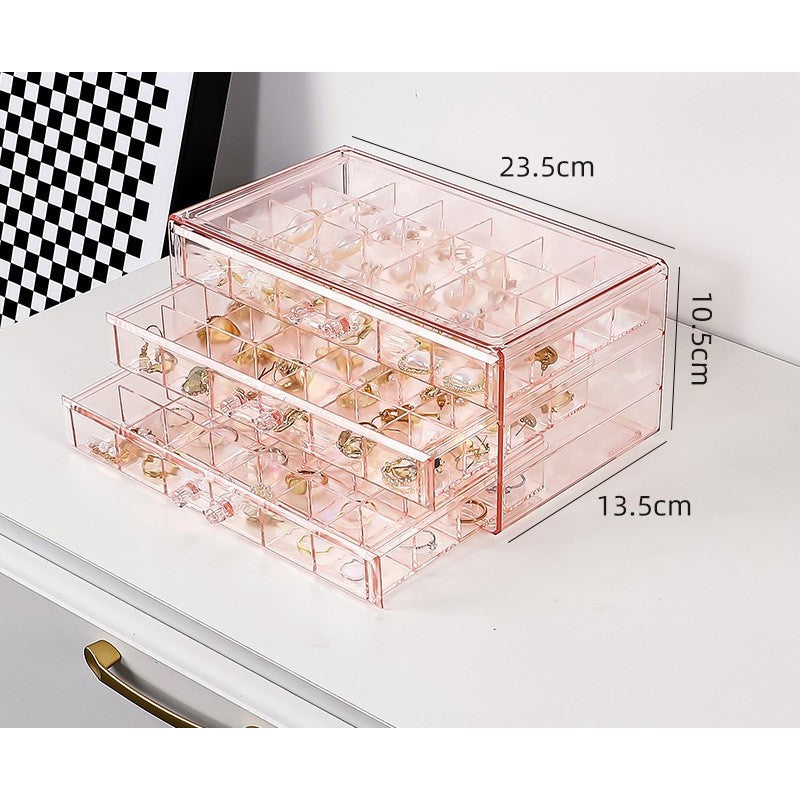 Shopclassyshop Transparent three-layer 72slot jewelry box anti-oxidation earring box multi-grid ring jewelry storage box