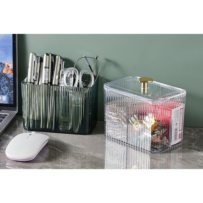 Transparent Acrylic makeup puff and cotton swab storage box Holder Organizer