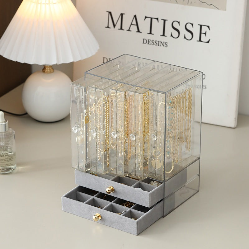 Shopclassyshop Dustproof transparent acrylic stud earrings necklace accessories plastic storage box