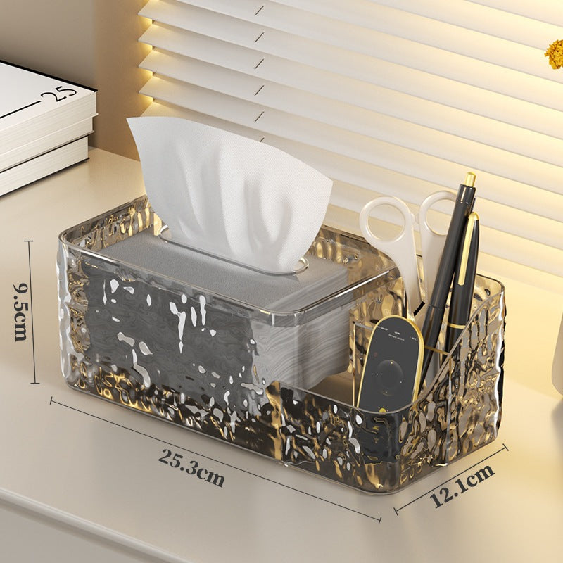 Shopclassy  tissue box holder Transparent Acrylic Nordic luxury remote control desktop storage