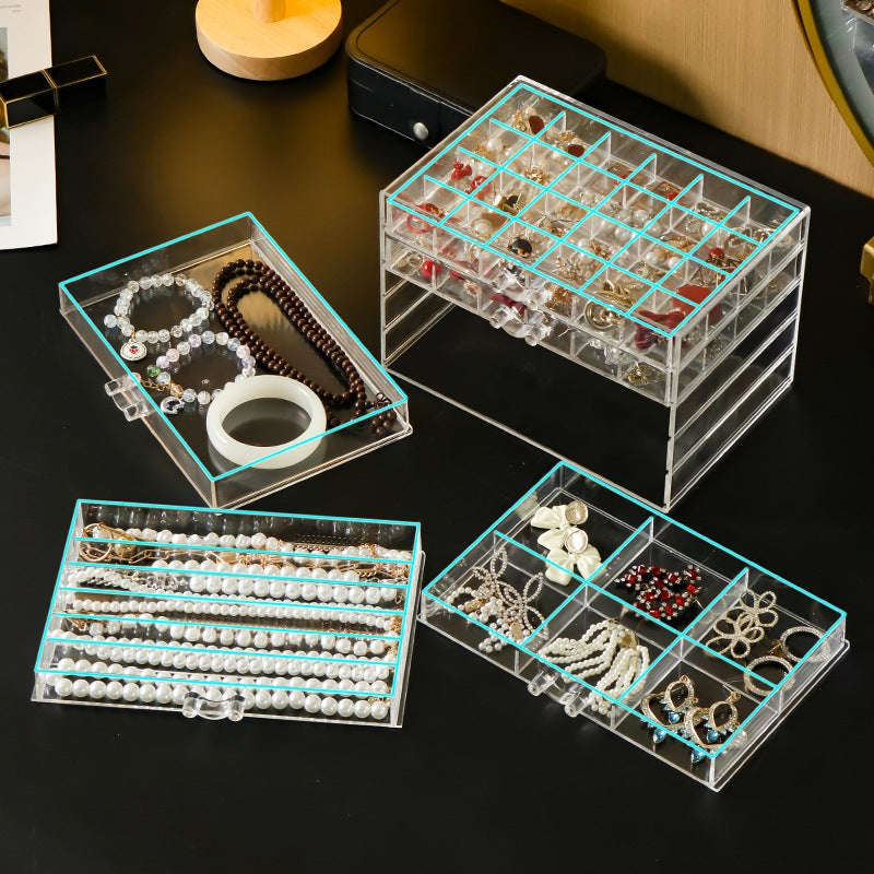 Shopclassyshop Five Drawer ins transparent Bracelet Organizer dust-proof earring bracelets necklaces jewelry storage box