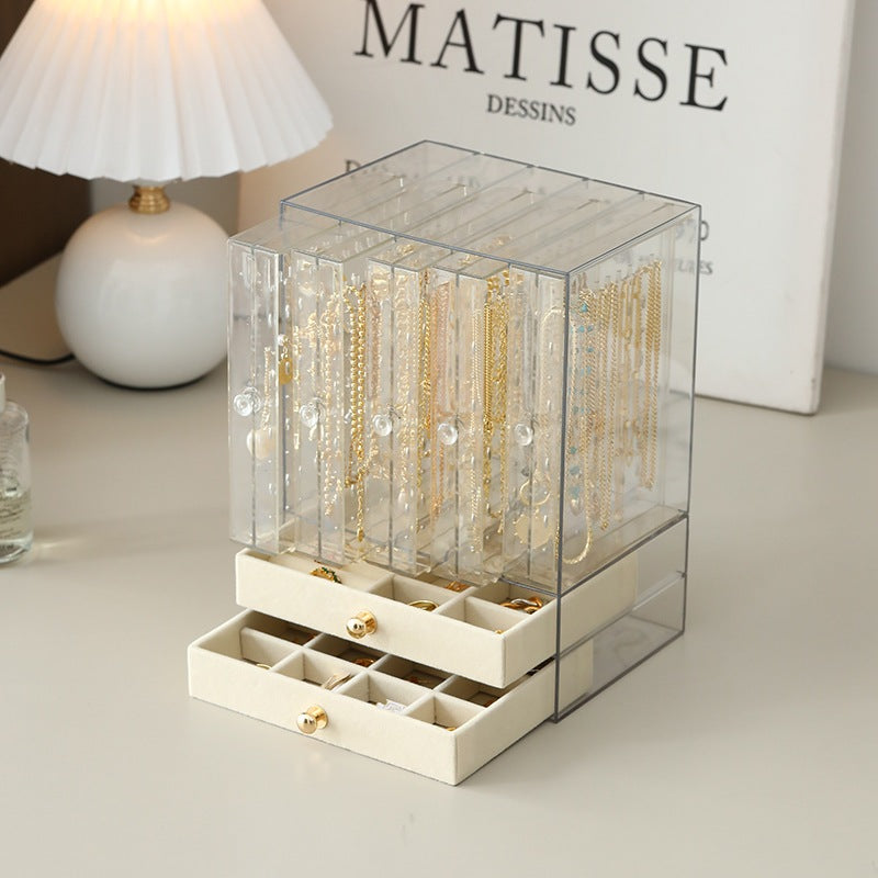 Shopclassyshop Dustproof transparent acrylic stud earrings necklace accessories plastic storage box