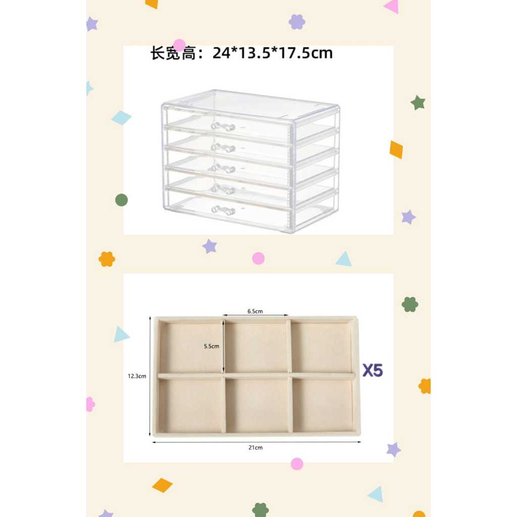 ShopClassyShop Acrylic Drawer style velvet jewelry necklace storage box organizer velvet