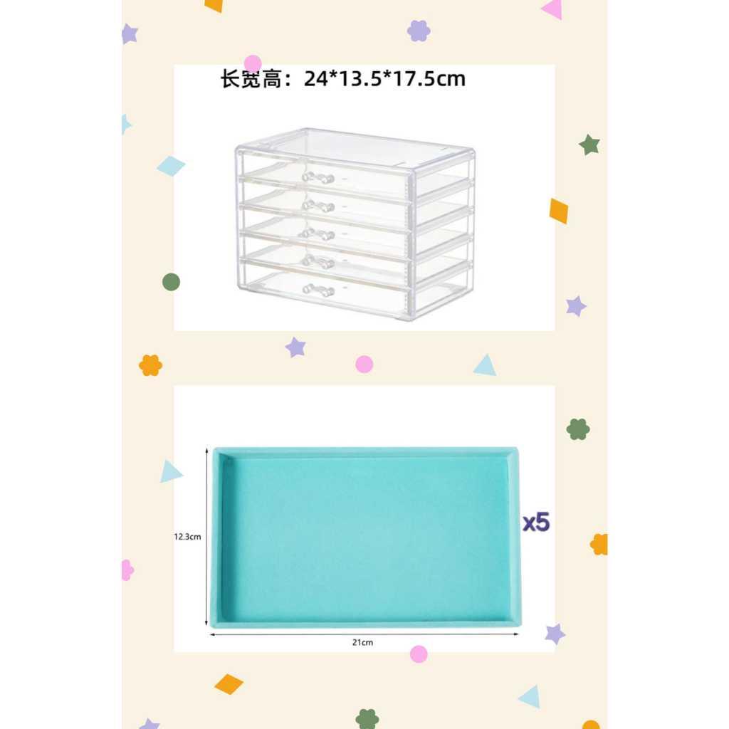 ShopClassyShop Acrylic Drawer style velvet jewelry necklace storage box organizer velvet