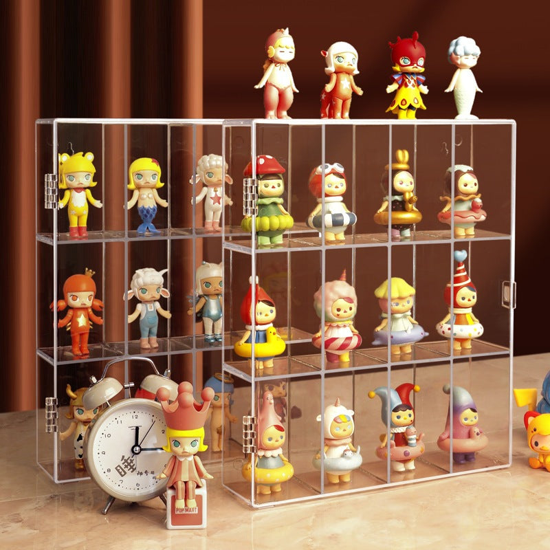 Shopclassyshop 6 Slot Pop Mart Blind Box Storage Display Acrylic Stand Transparent Wall Hanging Dust-proof dimoo molly