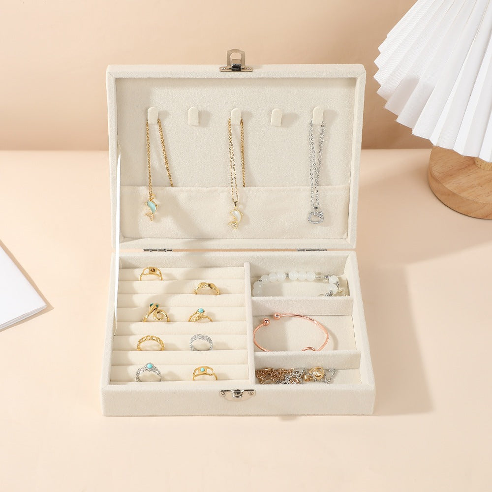 Shopclassyshop Accessories Flannel leather jewelry storage box earrings necklace organizing