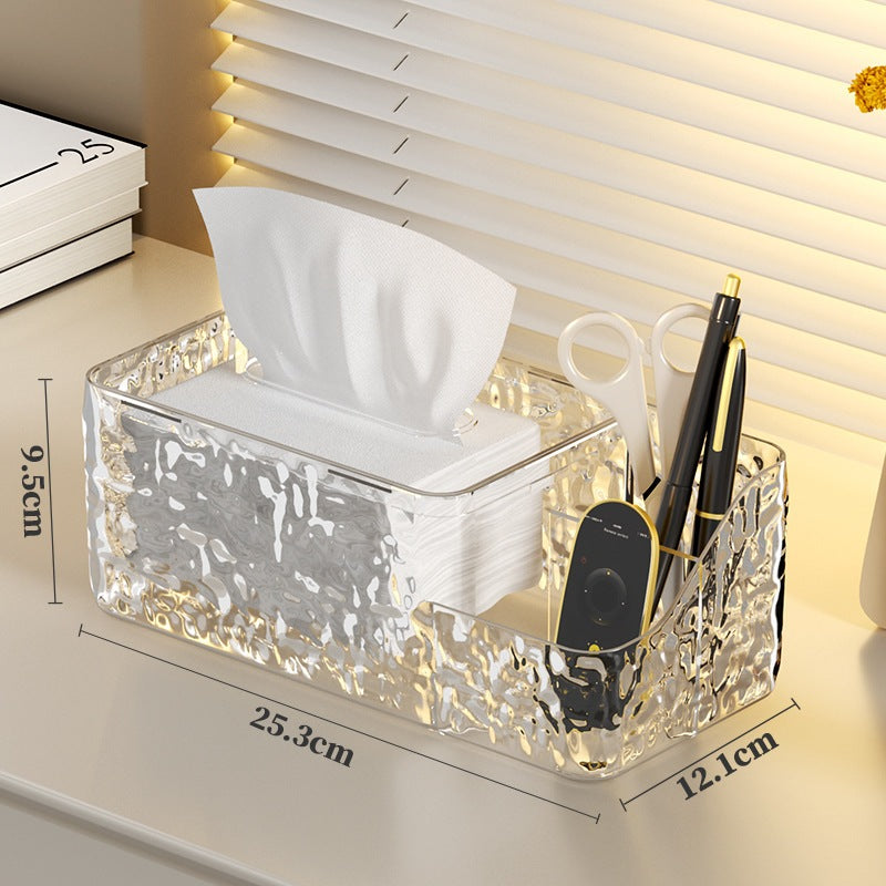 Shopclassy  tissue box holder Transparent Acrylic Nordic luxury remote control desktop storage