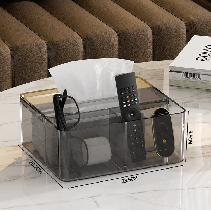 Shopclassy  tissue box holder Transparent Acrylic Nordic luxury remote control desktop storage
