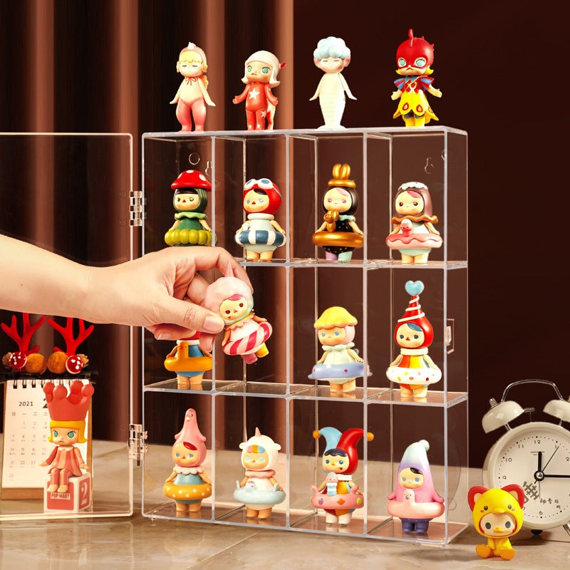 Shopclassyshop 6 Slot Pop Mart Blind Box Storage Display Acrylic Stand Transparent Wall Hanging Dust-proof dimoo molly