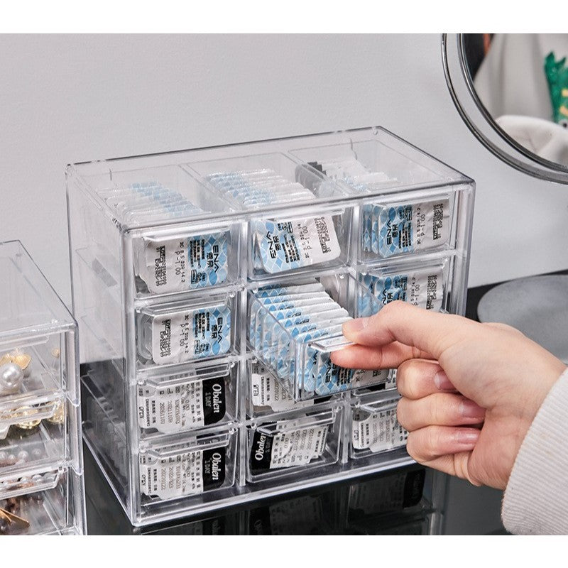 Shopclassyshop Transparent 9-square 12 grid Drawer Organizer dustproof jewelry cosmetics stationery storage box