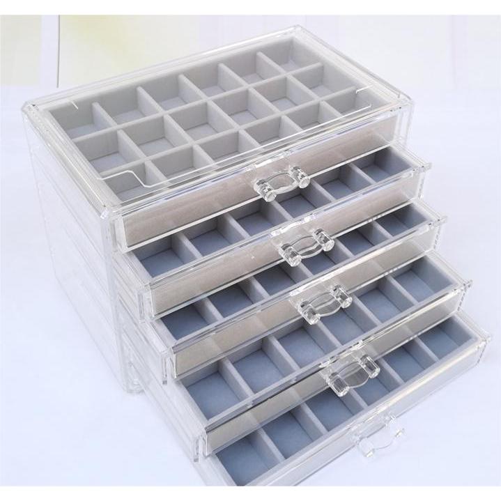 ShopClassyShop Acrylic Drawer style velvet jewelry necklace storage box organizer velvet