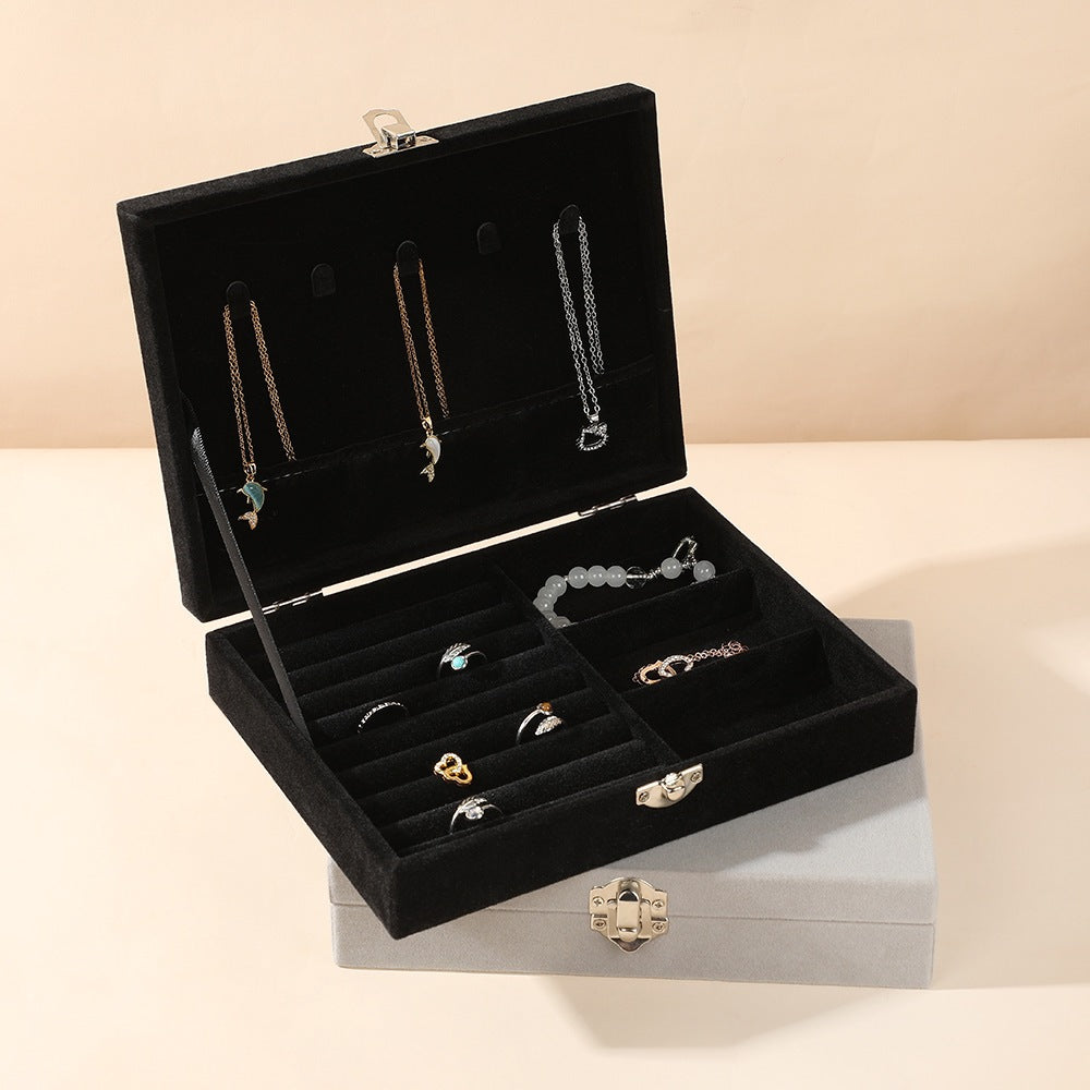 Shopclassyshop Accessories Flannel leather jewelry storage box earrings necklace organizing
