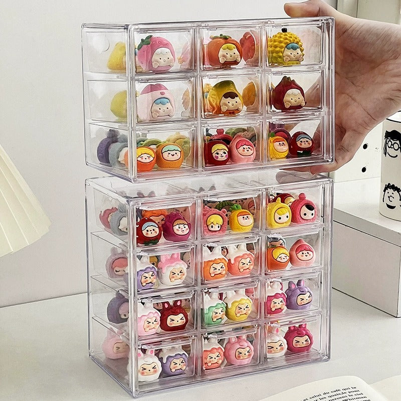Shopclassyshop Transparent 9-square 12 grid Drawer Organizer dustproof jewelry cosmetics stationery storage box