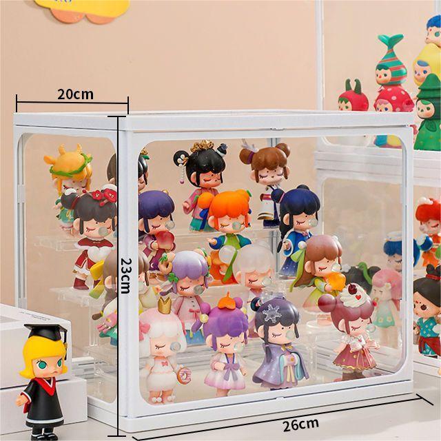 Shopclassyshop Glass Popmart Display box Storage Box with led light for Toys figure pop mart & perfume Storage Dustproof