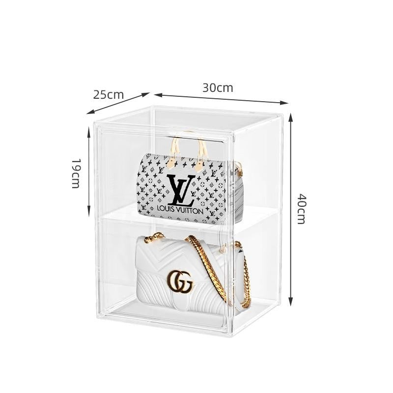 Shopclassyshop acrylic storage box for ladies handbag Collectable Bag box display magnetic suction luxury dust-proof