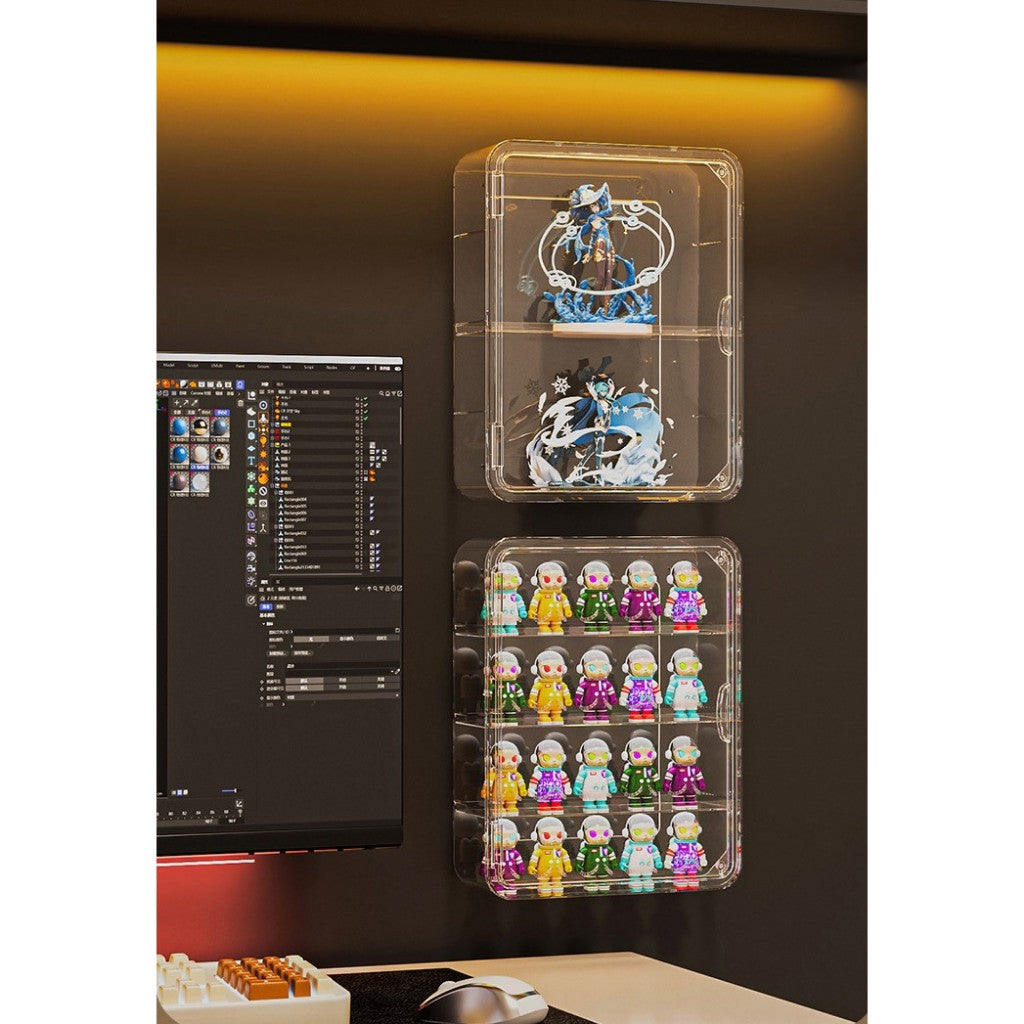 Shopclassyshop Wall-mounted clear Popmart display box for perfume & Toys Pop Mart doll figures storage box hanging thin