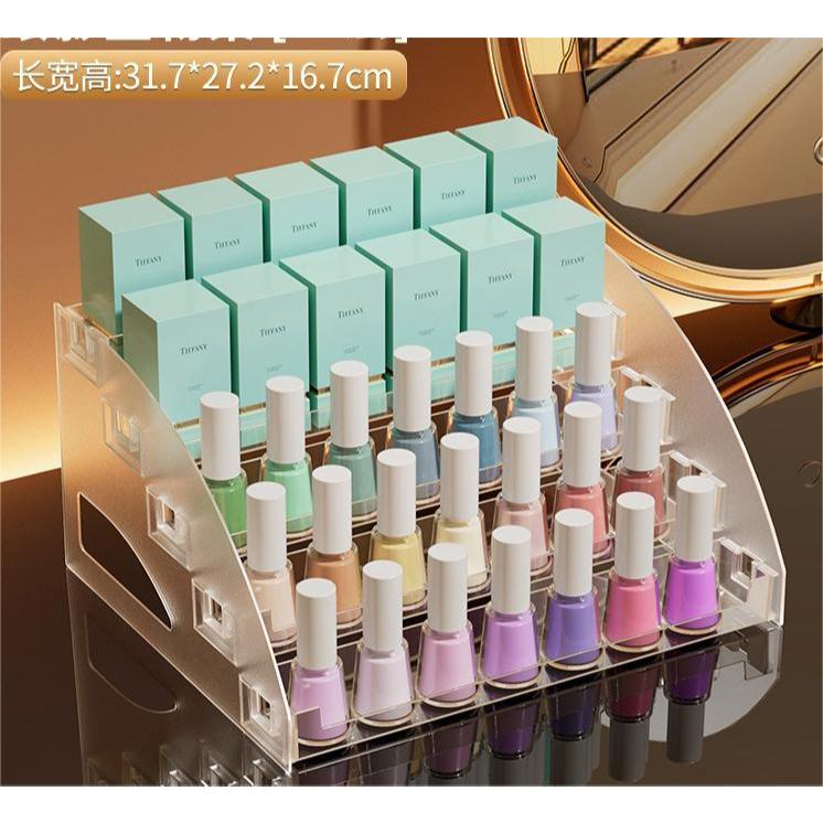 Shopclassyshop Acrylic Perfume organizer shelf tabletop storage box ladder cosmetics eyeshadow nail polish