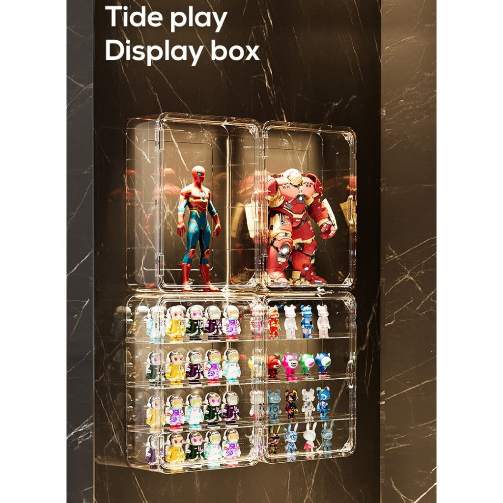 Shopclassyshop Wall-mounted clear Popmart display box for perfume & Toys Pop Mart doll figures storage box hanging thin