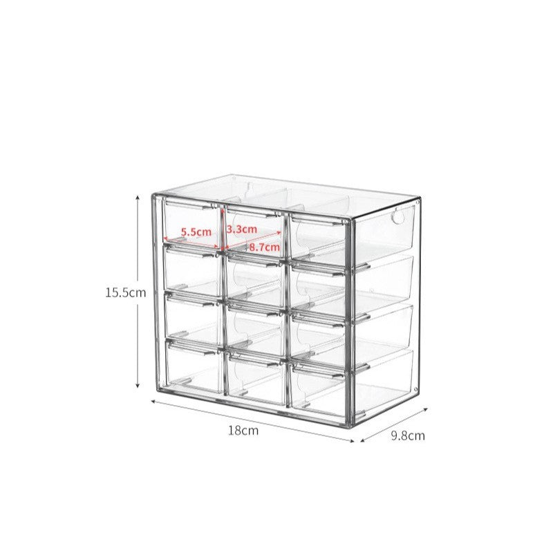 Shopclassyshop Transparent 9-square 12 grid Drawer Organizer dustproof jewelry cosmetics stationery storage box