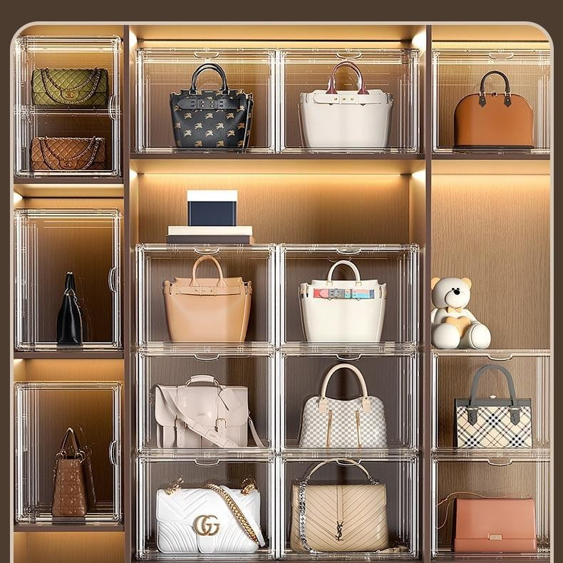 Shopclassyshop acrylic storage box for ladies handbag Collectable Bag box display magnetic suction luxury dust-proof