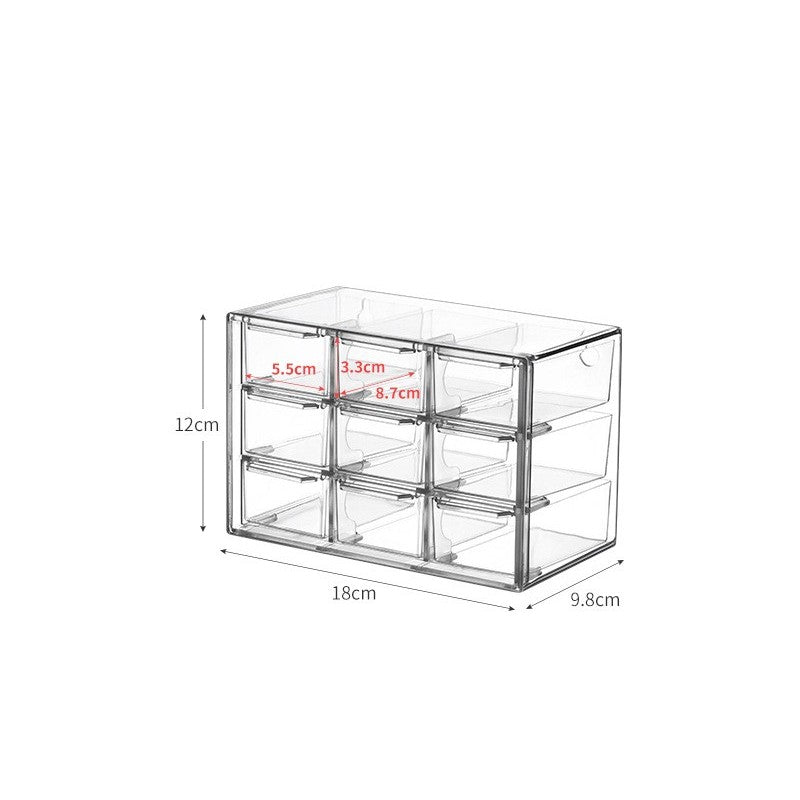 Shopclassyshop Transparent 9-square 12 grid Drawer Organizer dustproof jewelry cosmetics stationery storage box