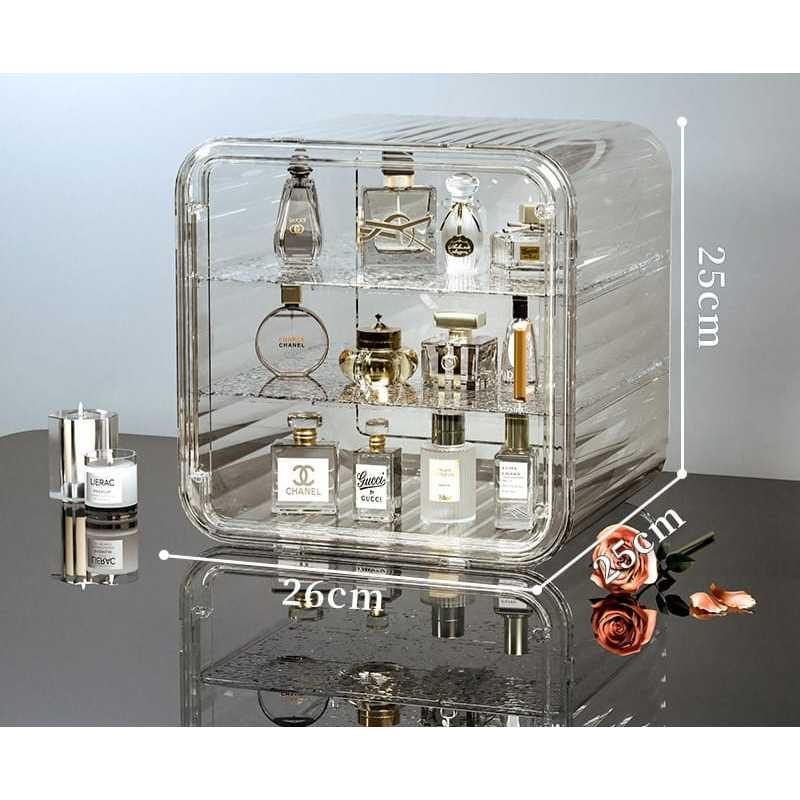 Shopclassy Transparent acrylic cosmetics skin care products dustproof finishing and storage Organizer