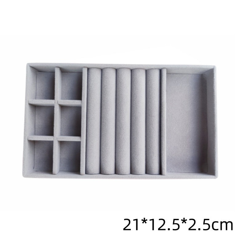 Shopclassy Compartment Jewelry Organizer Storage Box Velvet Ring Earrings Empty Plate Display Box Jewelry Tray customize