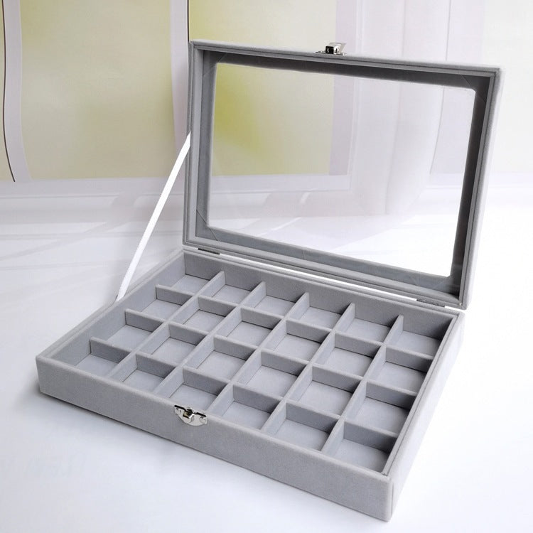 Shopclassyshop Large Compartment Jewelry Tray Box Velvet Ring Earrings Plate Display Organizer