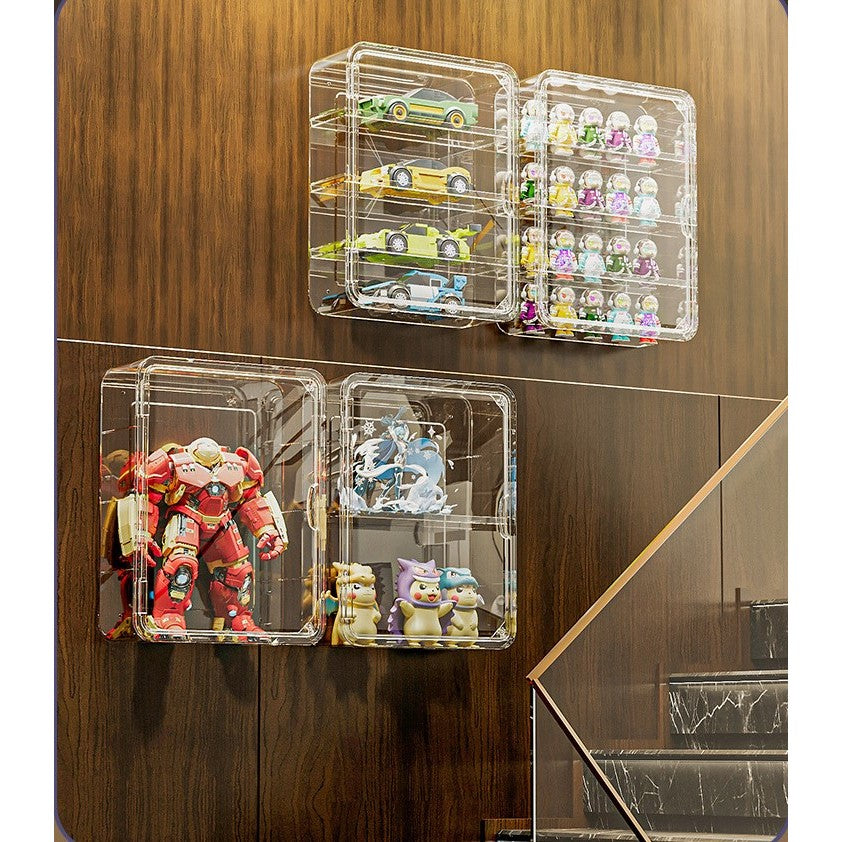 Shopclassyshop Wall-mounted clear Popmart display box for perfume & Toys Pop Mart doll figures storage box hanging thin