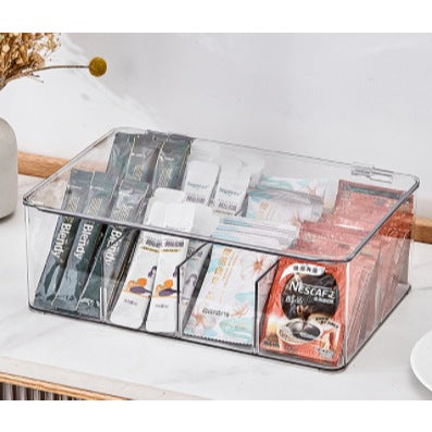 Shopclassyshop PET Eight compartment Tea bag Coffee organizer Candies stack card storage box lid