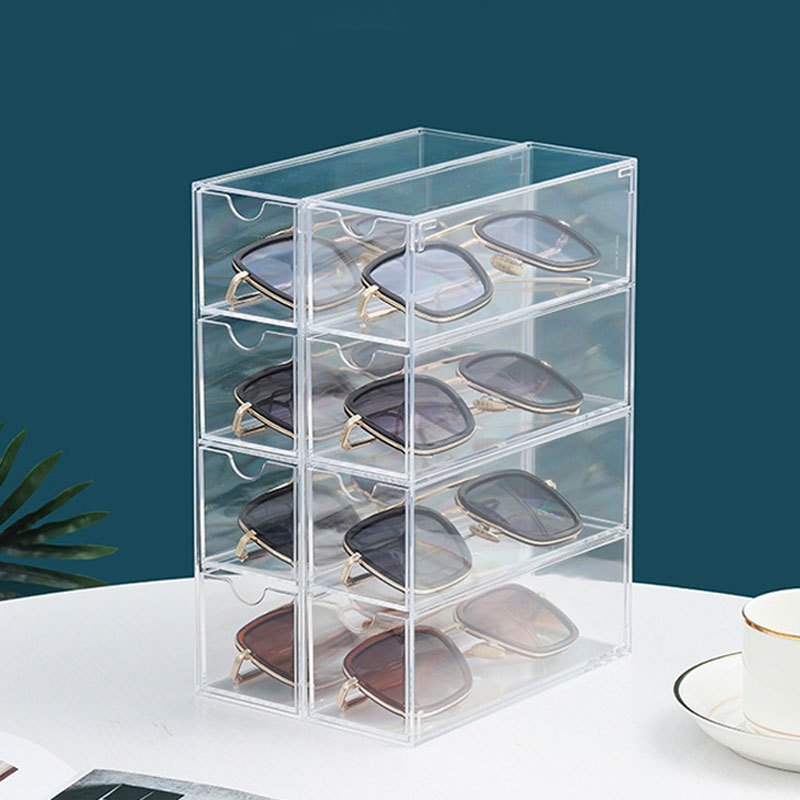 Shopclassyshop Acrylic sunglasses spectacles storage display box case fits 4 acrylic transparent clear dustproof
